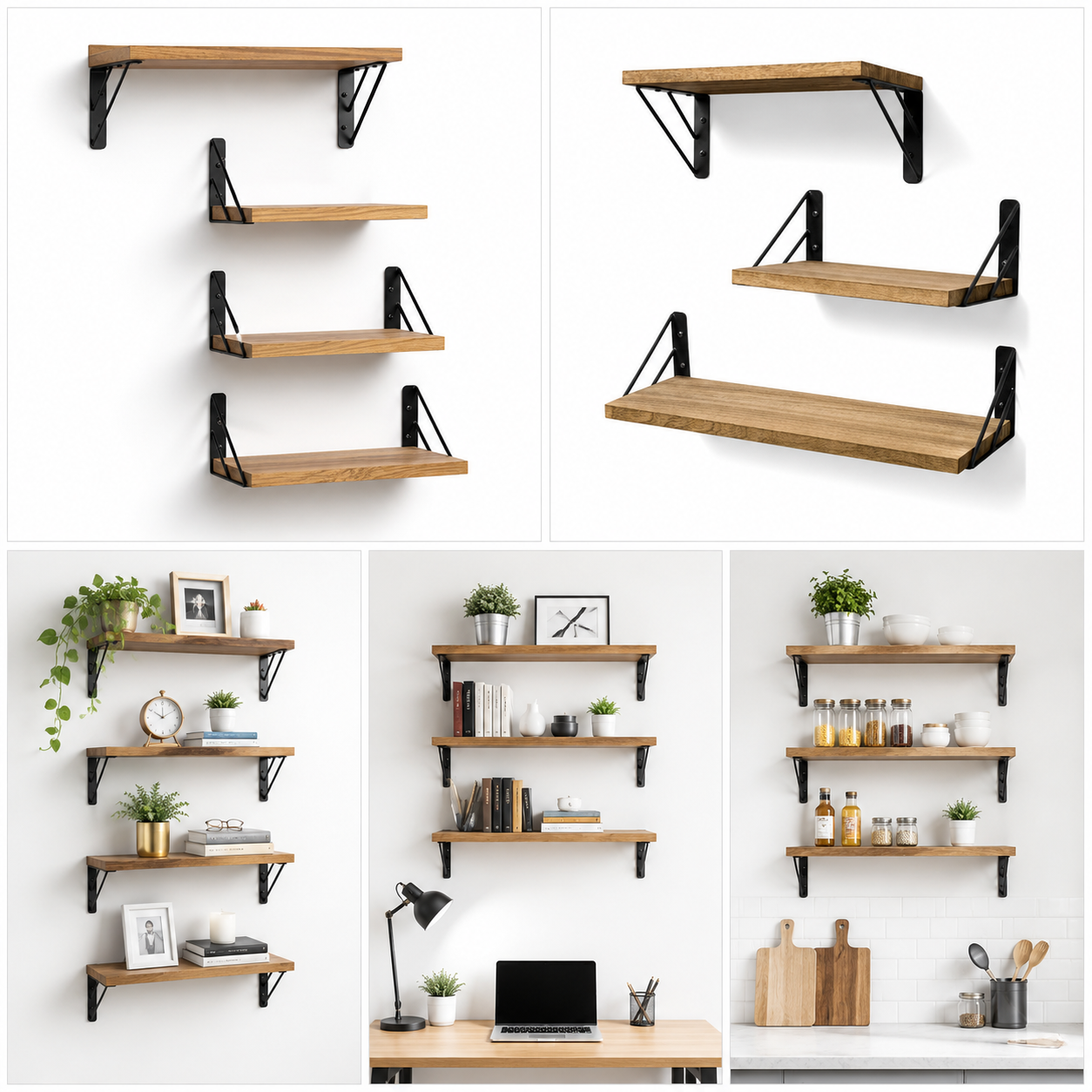 REPISAS FLOTANTES DE MADERA SET DE 3