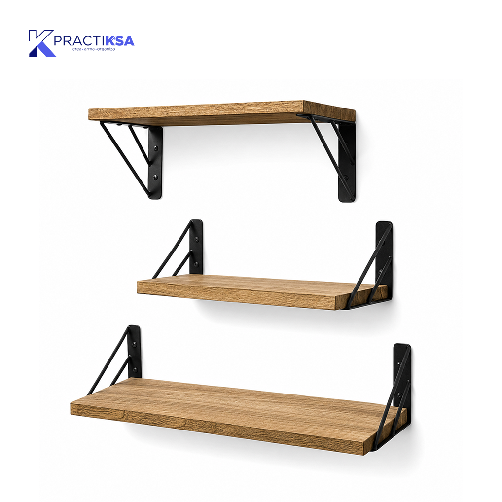 REPISAS FLOTANTES DE MADERA SET DE 3