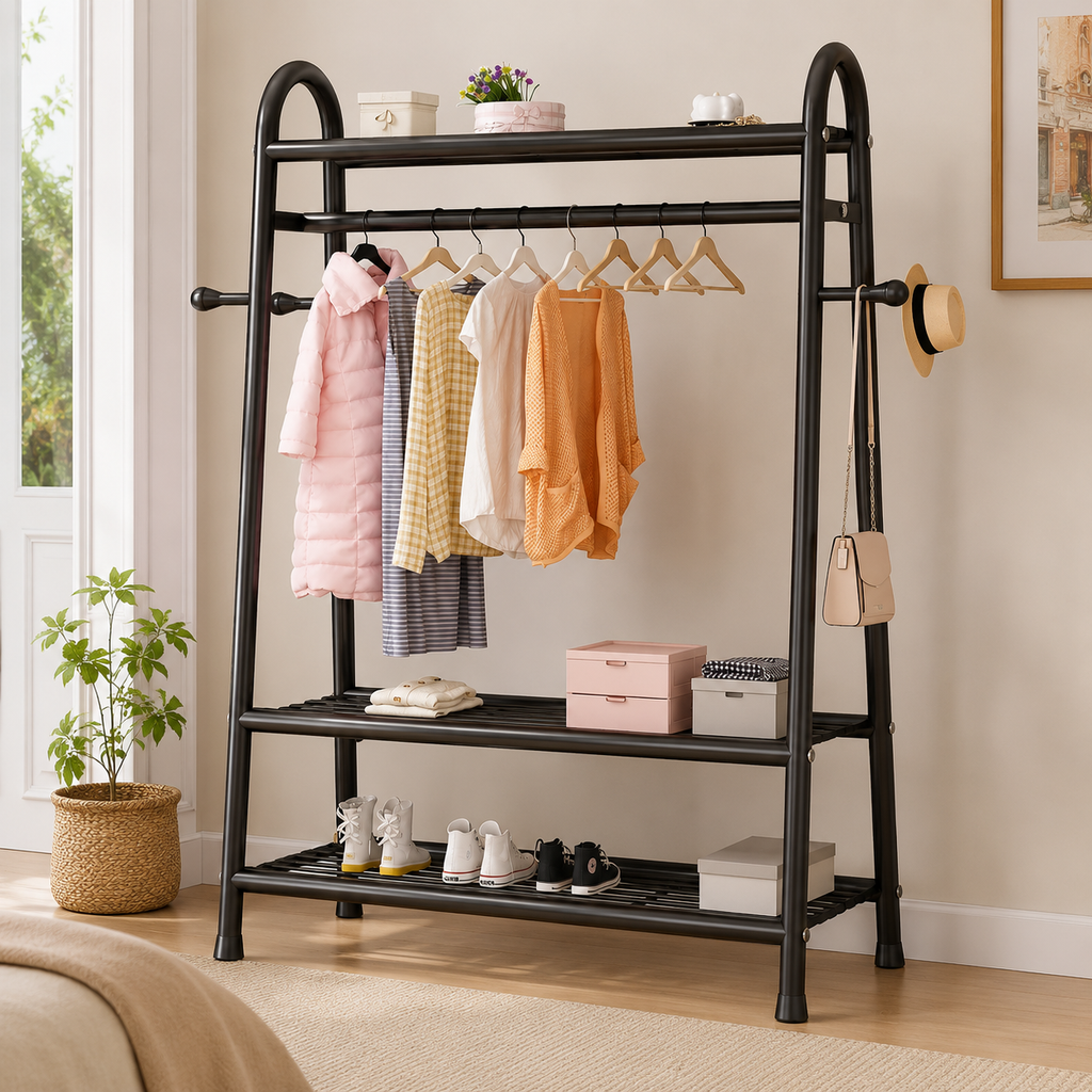 PERCHERO ROPA RACK METÁLICO 3 NIVELES CLOSET REFORZADO