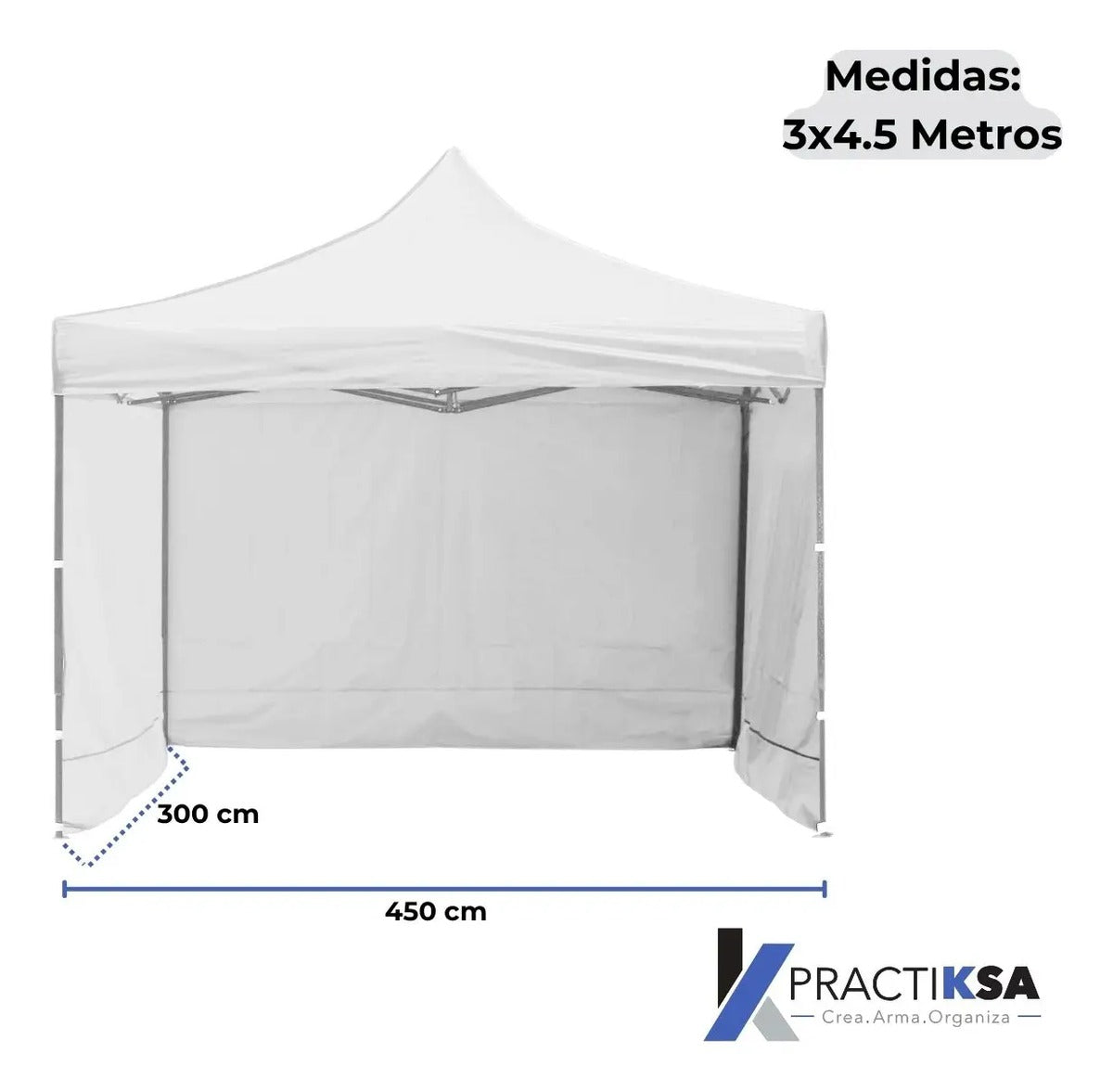 CARPA TOLDO 3X4.5 M REFORZADO PLEGABLE CON PAREDES
