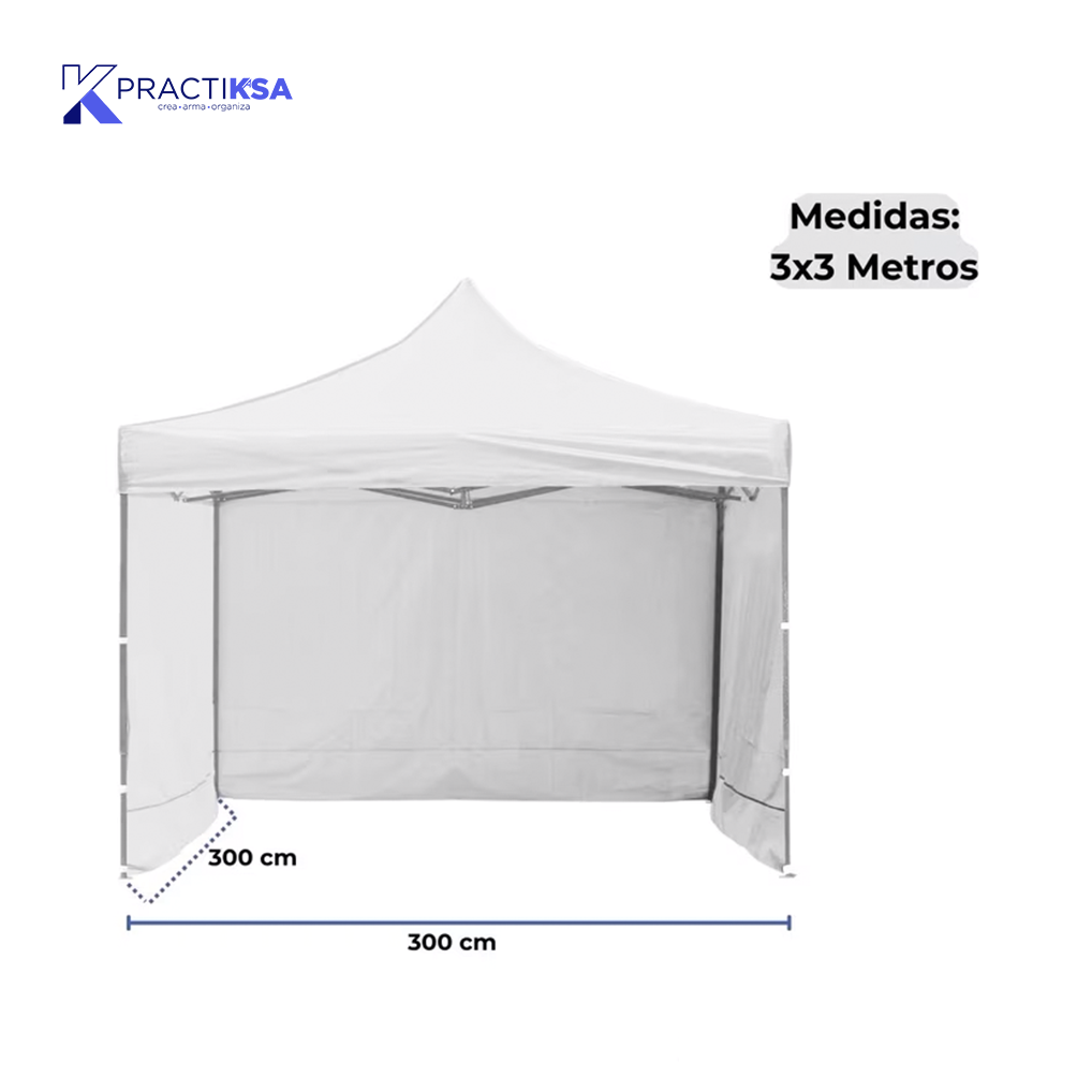 CARPA TOLDO 2.5X2.5 REFORZADO PLEGABLE CON PAREDES