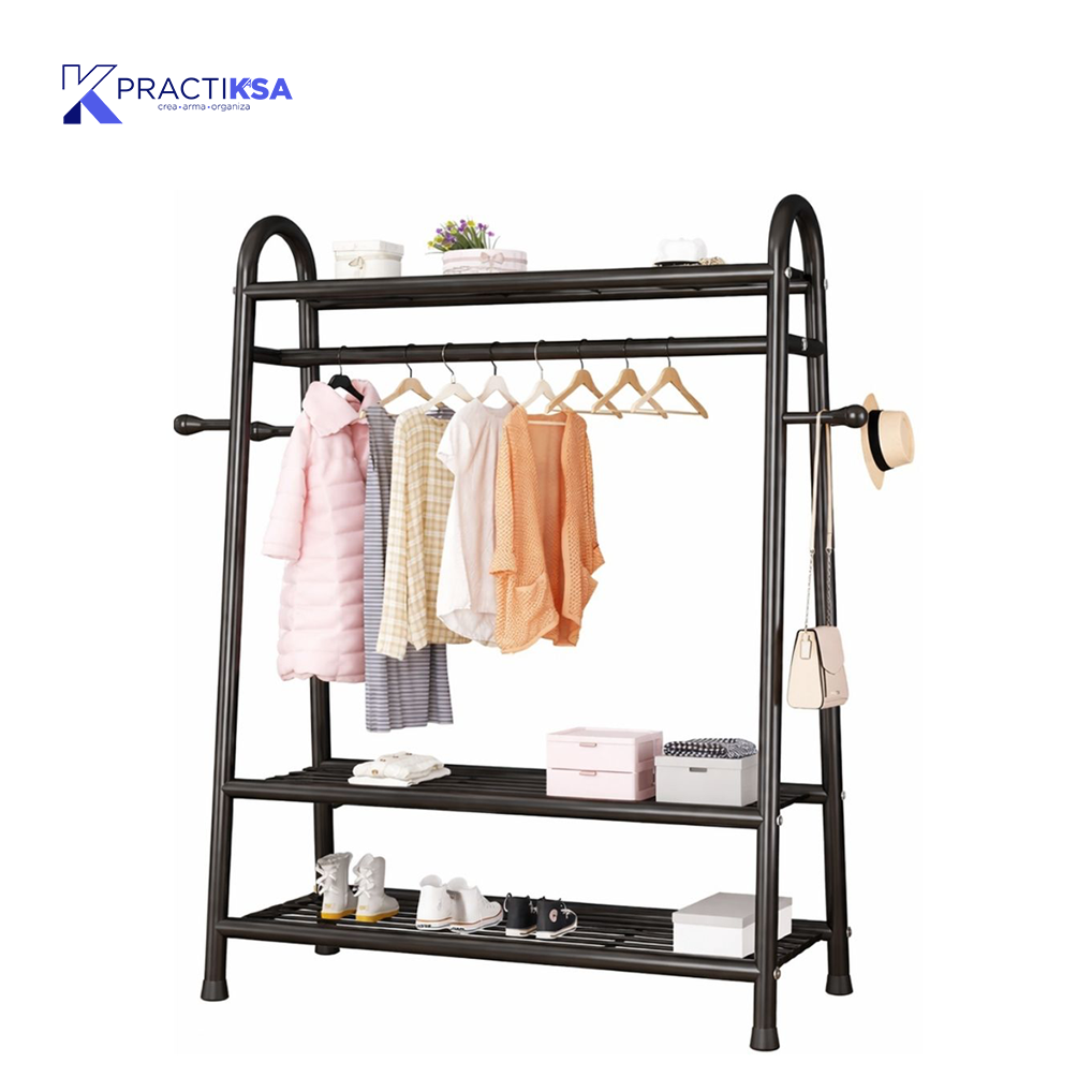 PERCHERO ROPA RACK METÁLICO 3 NIVELES CLOSET REFORZADO