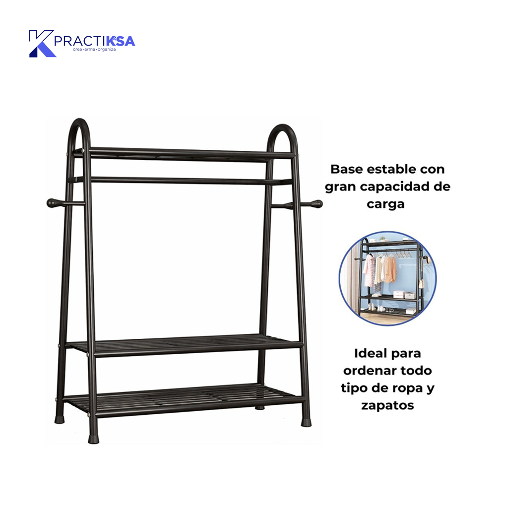 PERCHERO ROPA RACK METÁLICO 3 NIVELES CLOSET REFORZADO