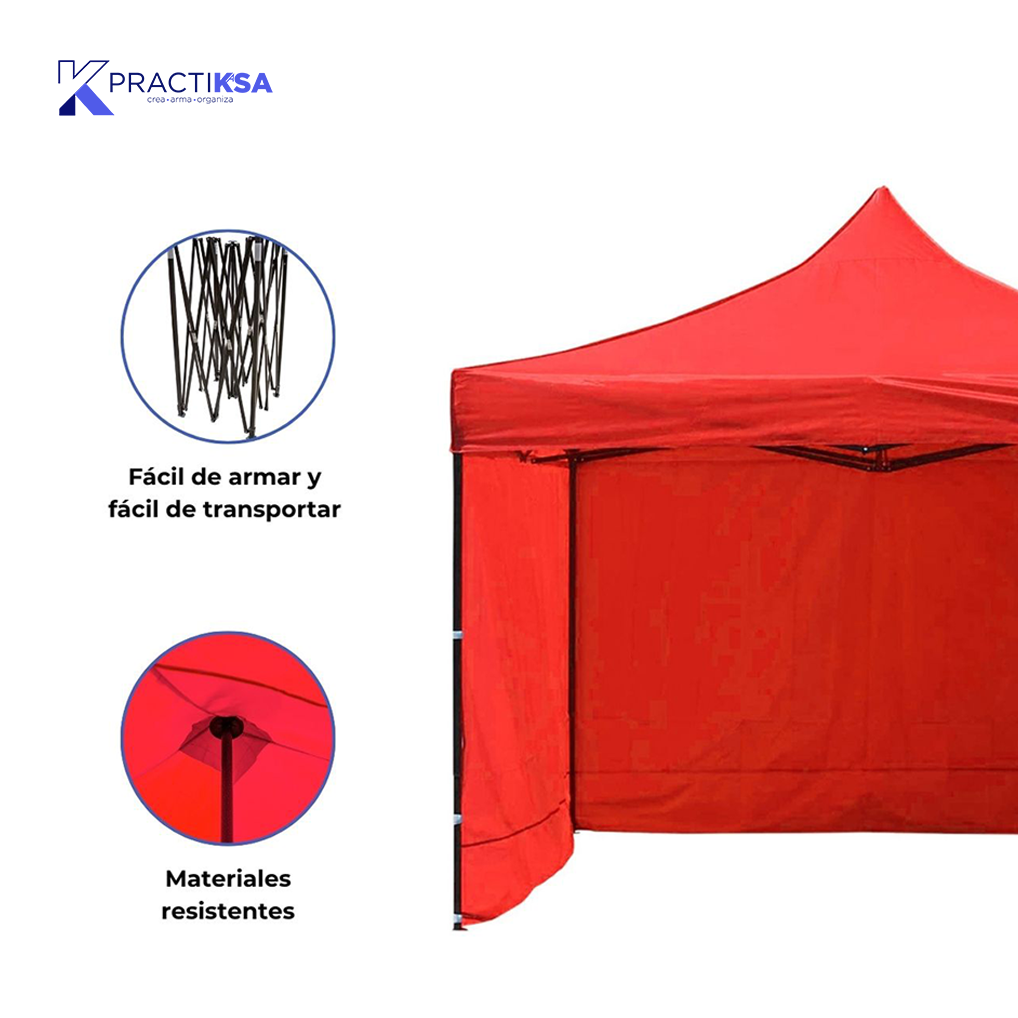 CARPA TOLDO 3X4.5 M REFORZADO PLEGABLE CON PAREDES