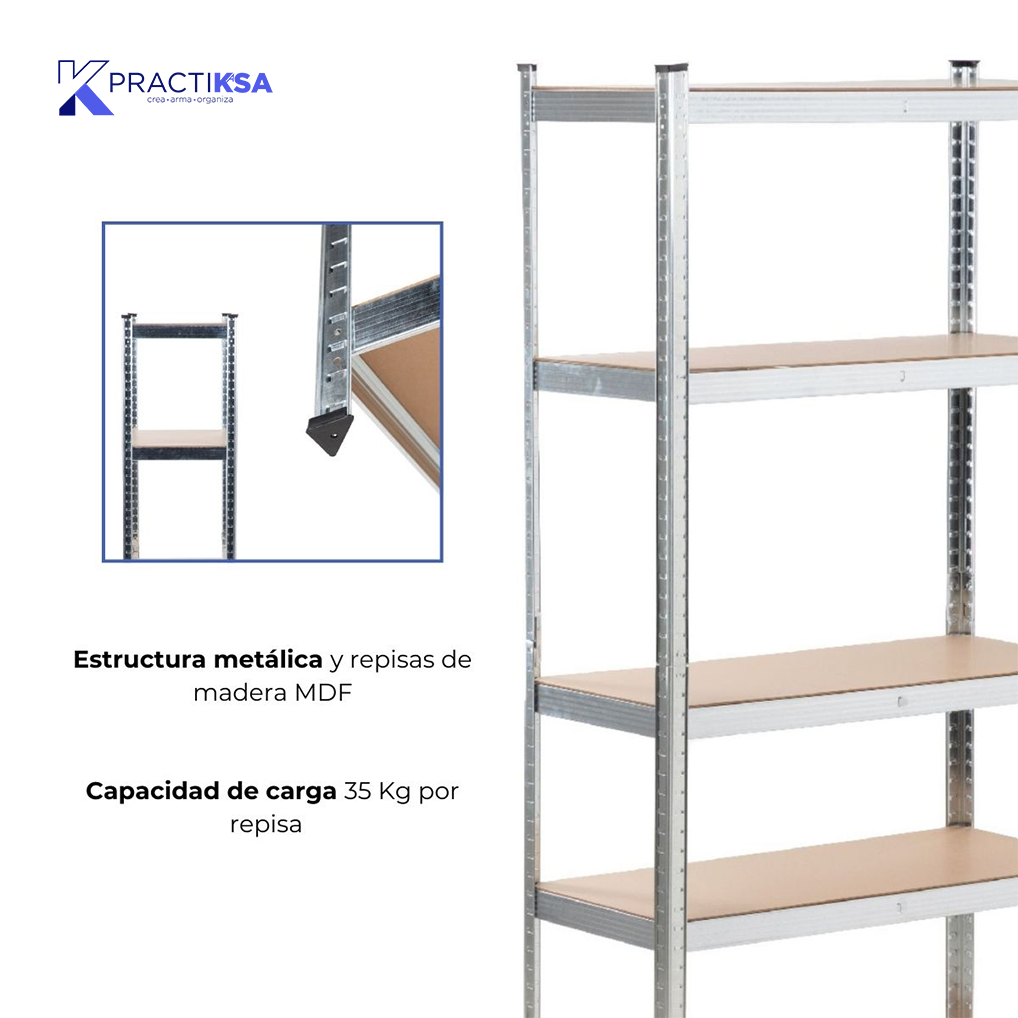 ESTANTE ANAQUEL ORGANIZADOR RACK METÁLICO REPISAS 90X180 CM