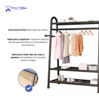 PERCHERO ROPA RACK METÁLICO 3 NIVELES CLOSET REFORZADO