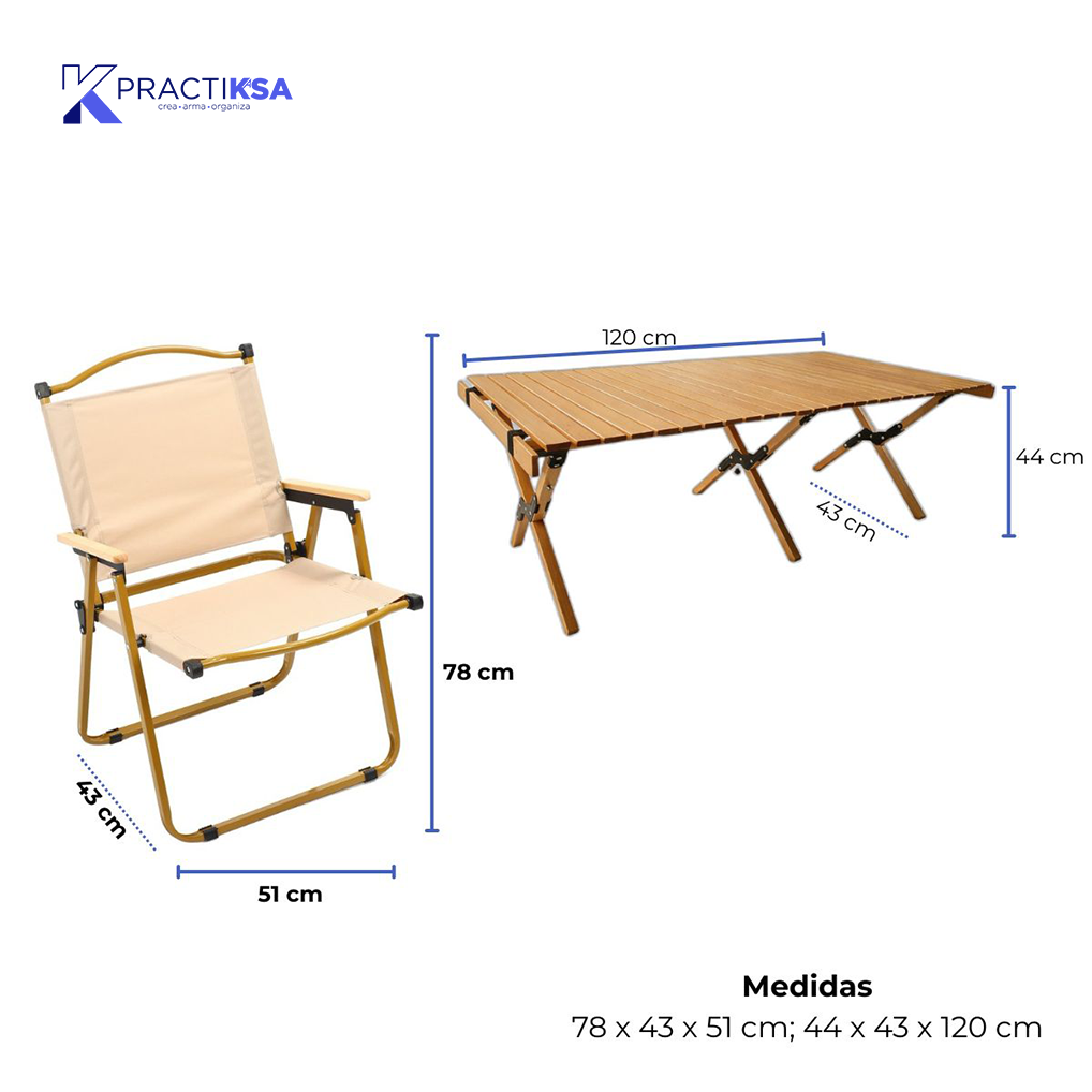 MESA DE CAMPING CON JUEGO 4 SILLAS EXTERIOR JARDÍN