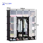 ARMARIO PORTÁTIL CLOSET CON ZAPATERA ARMABLE 16 CUBOS
