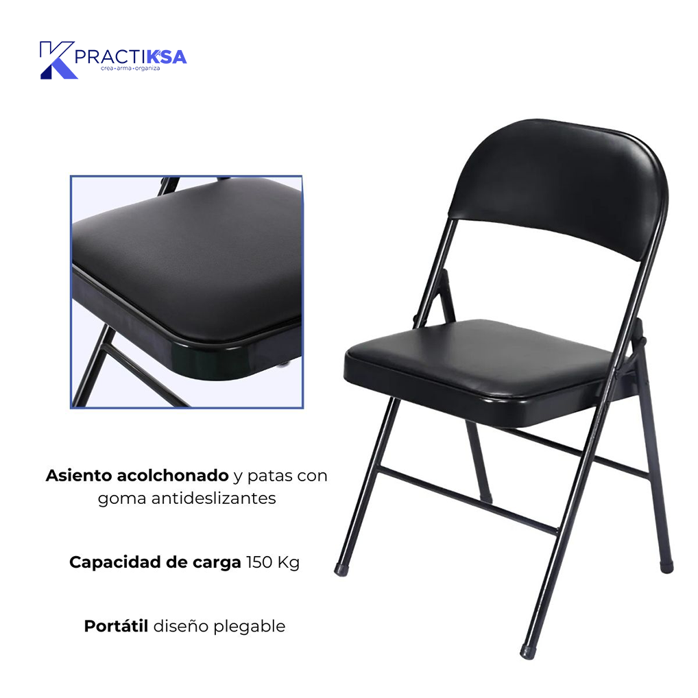 SILLA PLEGABLE ASIENTO ACOLCHADO 2 PIEZAS EVENTOS OFICINA