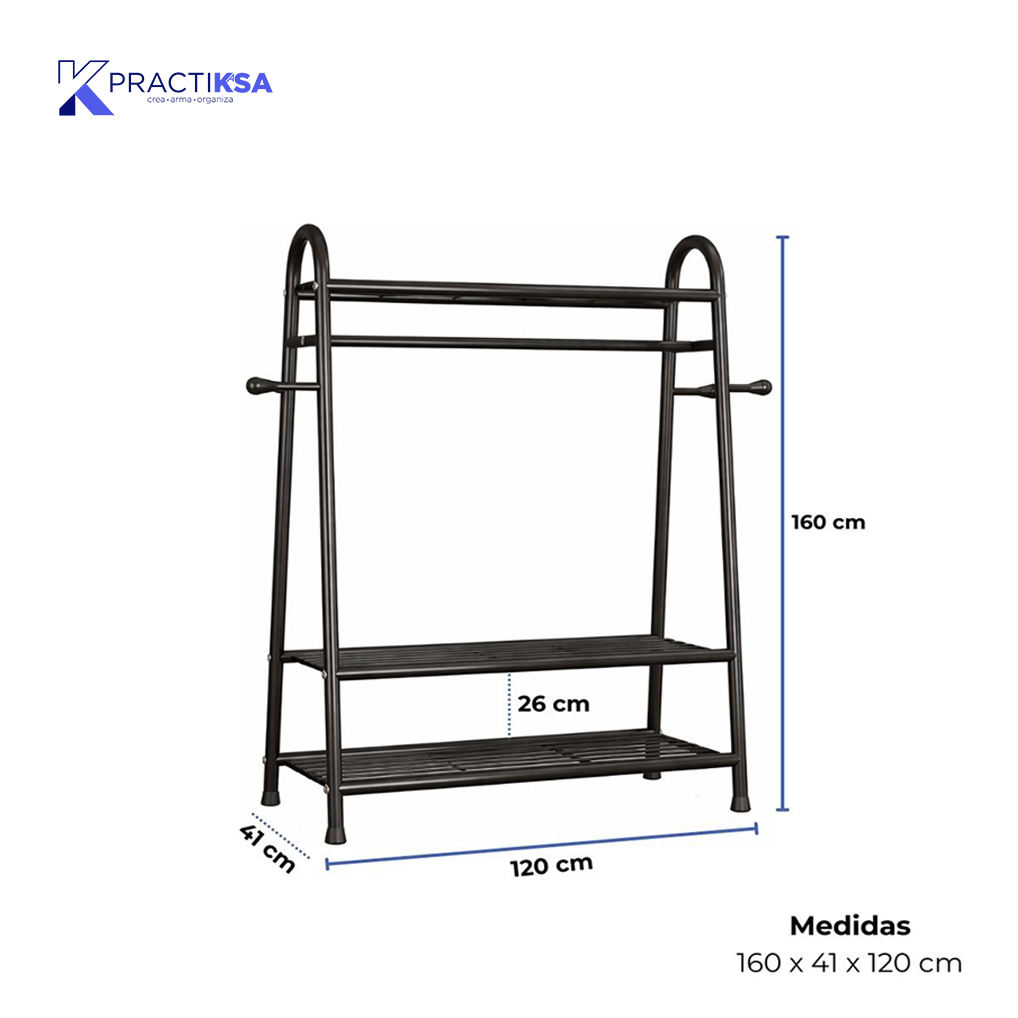 PERCHERO ROPA RACK METÁLICO 3 NIVELES CLOSET REFORZADO