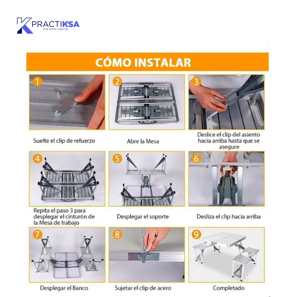 MESA PLEGABLE PICNIC PORTÁTIL 4 SILLAS