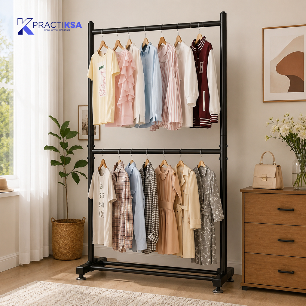 RACK PERCHERO DOBLE NIVEL ORGANIZADOR ROPA