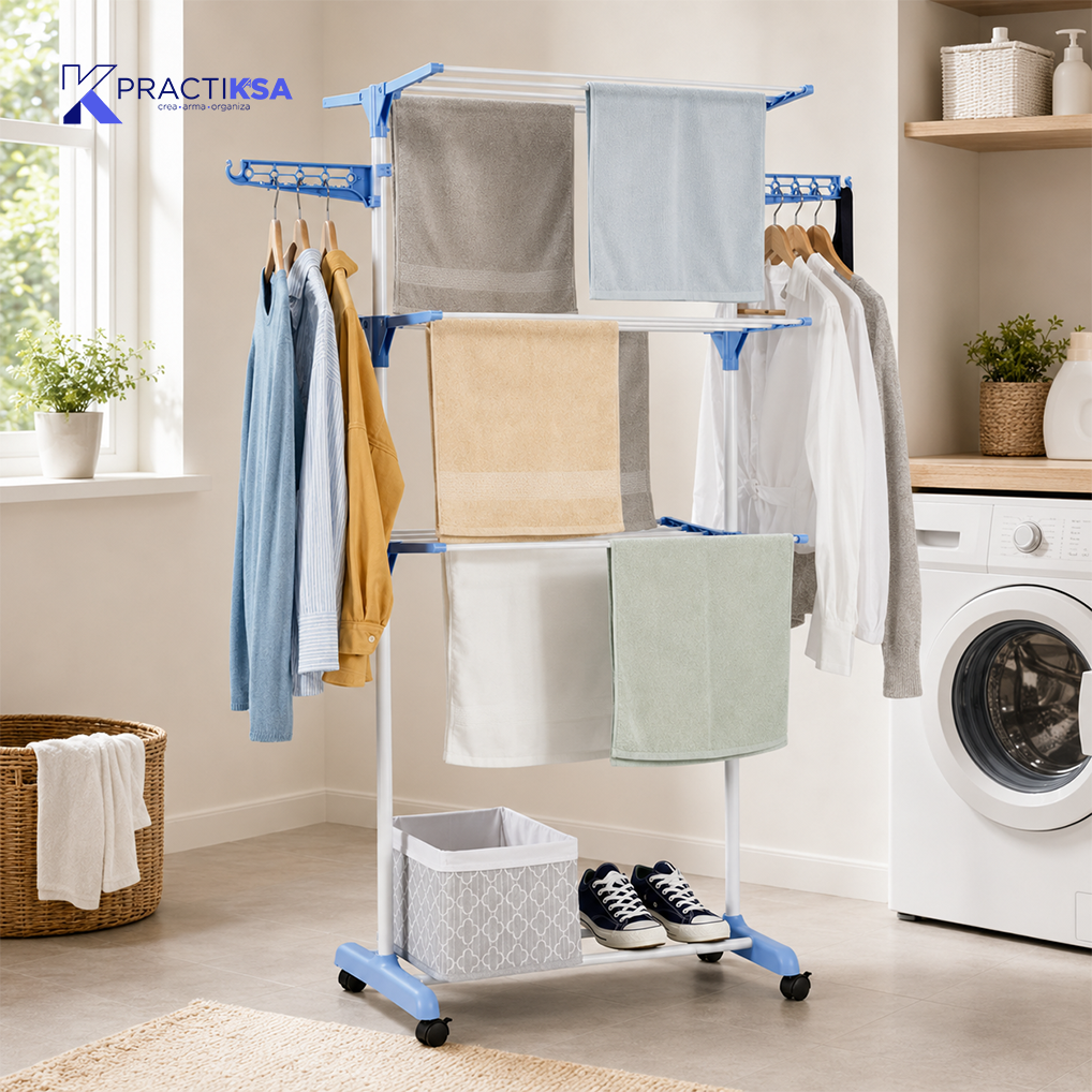 TENDEDERO PLEGABLE DE ROPA PORTÁTIL RETRÁCTIL RACK