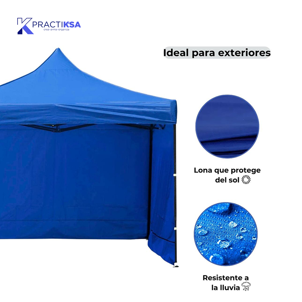 CARPA TOLDO 2.5X2.5 REFORZADO PLEGABLE CON PAREDES